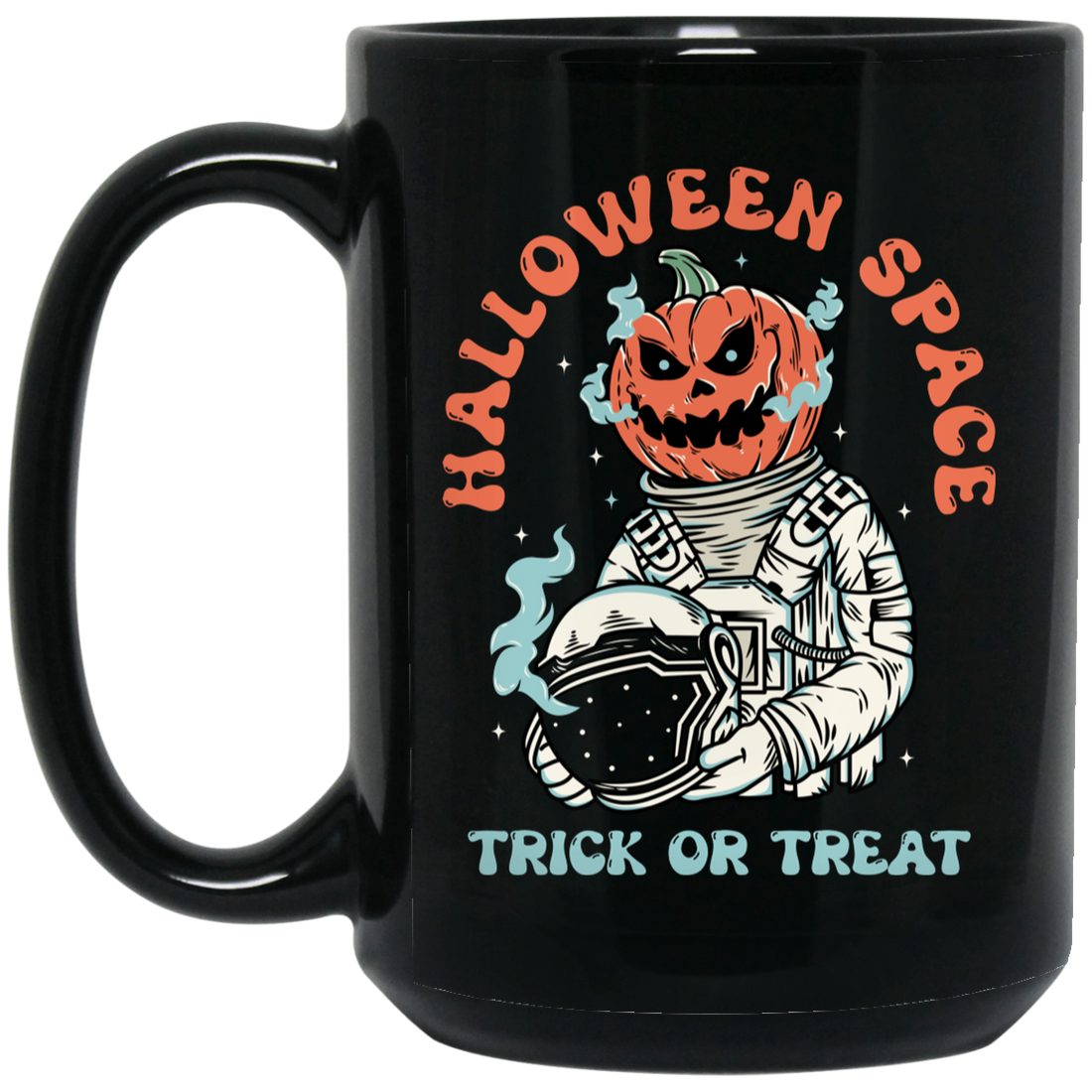 Halloween Space, Trick Or Treat, Astronaut Halloween Black Mug