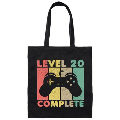 Gamer Level 20 Years Old Gift, Birthday Gift Retro Canvas Tote Bag