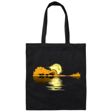 Love Guitar, Guitar Lake Shadow, Moon Lake Night Mathmetics Guitar Awesome Canvas Tote Bag