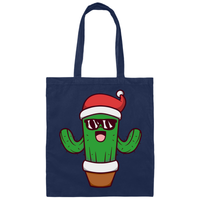 Christmas Cactus, Cactus In Flowerpot, Cactus Wear Sunglasses, Merry Christmas, Trendy Chrismas Canvas Tote Bag