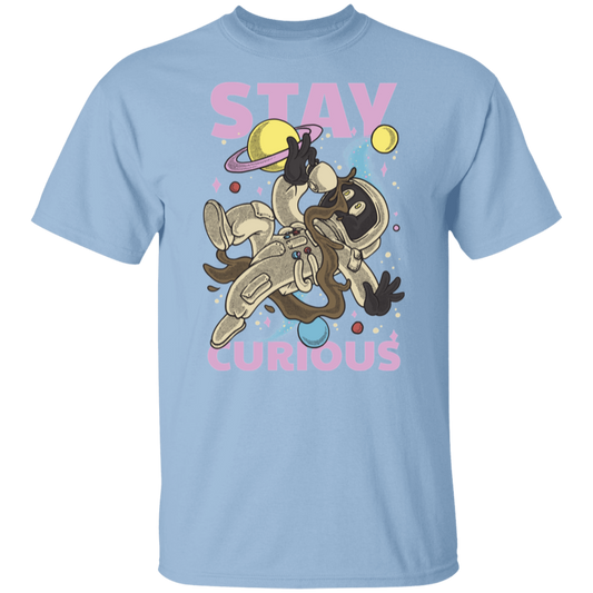 Astronaut Holding A Coffee Cup, Retro Astronaut, Stay Curious Unisex T-Shirt