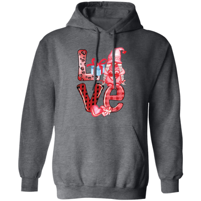 Love Gnome, Pink Leopard, Cute Love, Cute Valentine Pullover Hoodie