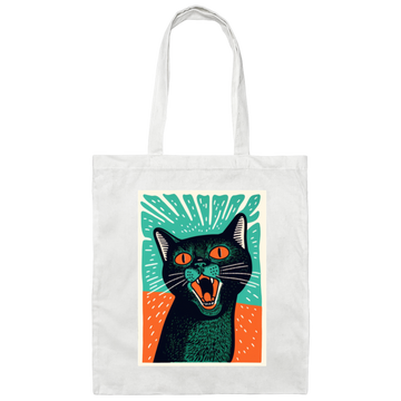 Meowing Love Gift, Cat In Retro Style, Lovely Cat, Funny Cat Poster Canvas Tote Bag