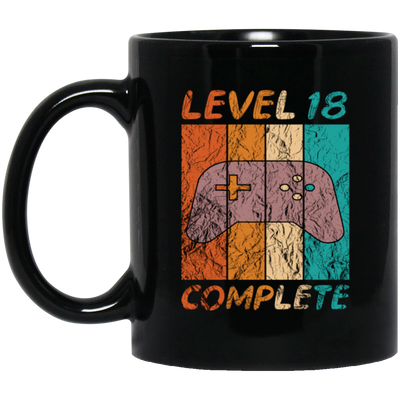 Level 18 Complete, 18th Birthday Gift, Eighteen Gamers, 18 Level Best Gift Black Mug