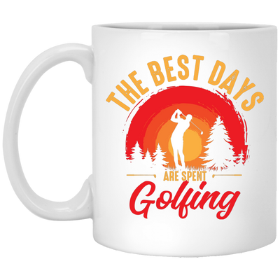 The Best Days Are Spent Golfing, Retro Golf Player White Mug