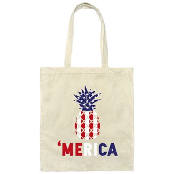 Pineapple America, American Flag, 4th July Anniversity, Pineapple Gift Canvas Tote Bag