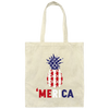 Pineapple America, American Flag, 4th July Anniversity, Pineapple Gift Canvas Tote Bag