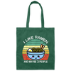 Retro I Like Ramen And Maybe 3 People Canvas Tote Bag