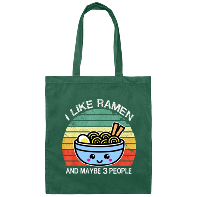 Retro I Like Ramen And Maybe 3 People Canvas Tote Bag