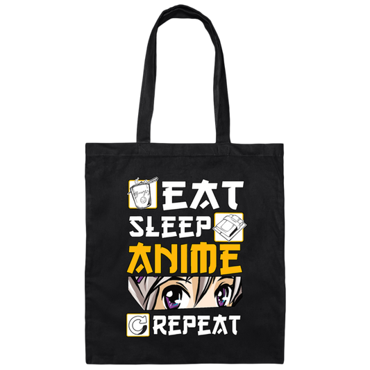 Eat Sleep Anime Repeat Anime Girl Otaku Gift Anime Canvas Tote Bag
