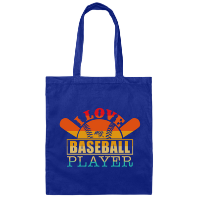 Love My Baseball Player, I Love Baseball, Vintage Baseball Canvas Tote Bag