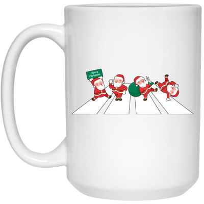 Santa Cross The Road, Santa Xmas, Cross On A Street White Mug