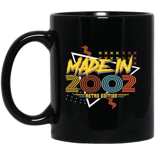 Birthday 2002 Retro Gift, Made In 2002, Retro Edition Gift, Love 2002 Black Mug