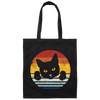 Black Cat Lover Gift, Kawaii Cat Retro Style, Best Cat Ever, Love Cat Canvas Tote Bag