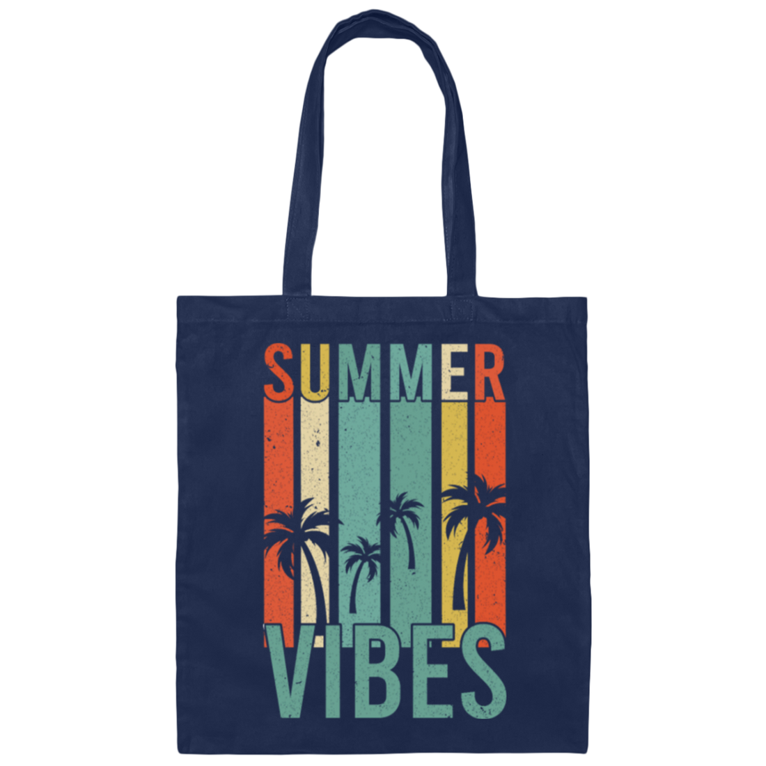 Summer Vibes Palm Trees Retro Great Vibes Summer Canvas Tote Bag