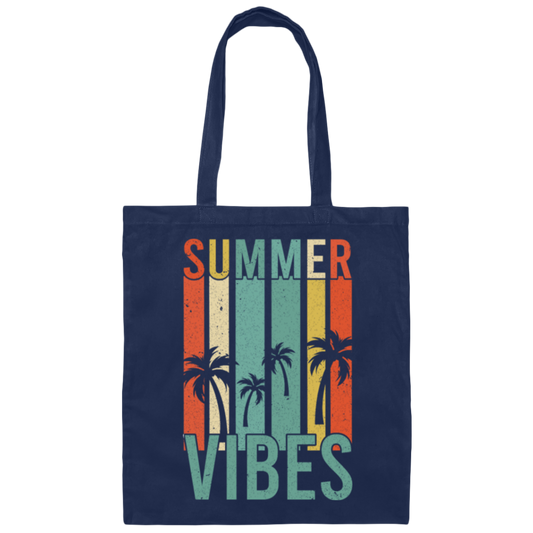 Summer Vibes Palm Trees Retro Great Vibes Summer Canvas Tote Bag