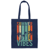 Summer Vibes Palm Trees Retro Great Vibes Summer Canvas Tote Bag