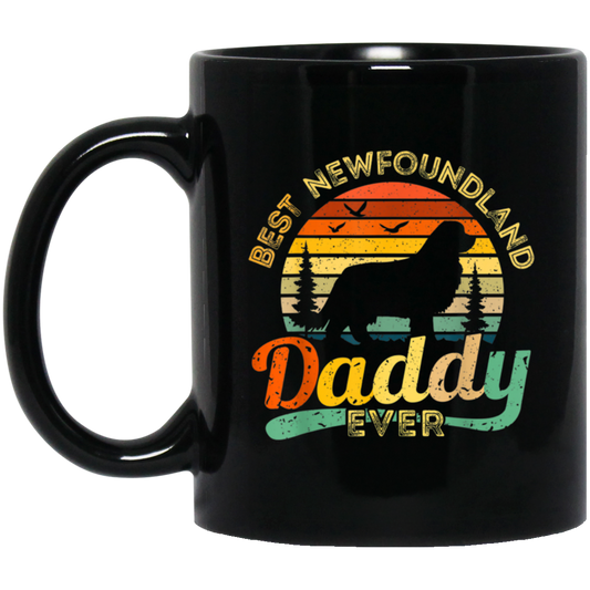 Newfoundland, Dad Love Gift, Best Daddy Dog Ever, Retro Love Dog Gift Black Mug