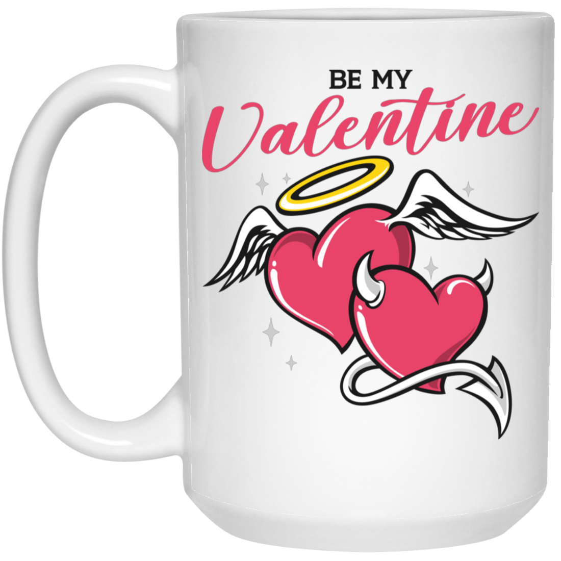 Be My Valentine, Heart Couple, Cupid Lover, Love Angle, Valentine's Day, Trendy Valentine White Mug