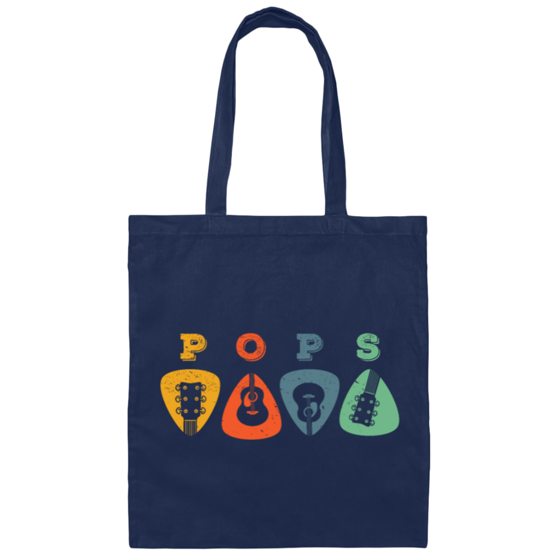 Pops Guitar, Guitar Picks, Retro Guitarist Canvas Tote Bag