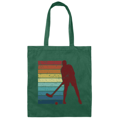 Retro Hockey Player, Field Hockey Indoor Hockey Canvas Tote Bag