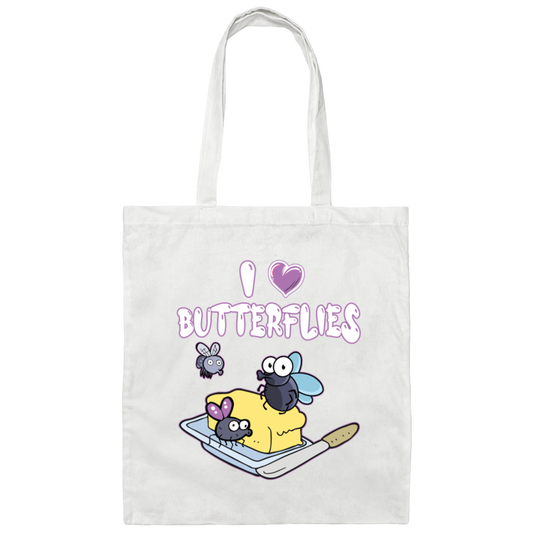 I Love Butterflies, Cute Butterflies, Animal Lover, Funny Flies Gift Canvas Tote Bag