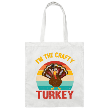 I'm The Crafty Turkey, Retro Thanksgiving, Turkey's Day Canvas Tote Bag