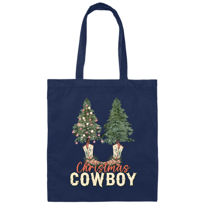 Christmas Tree, Christmas Cowboy, Cowboy, Merry Christmas Canvas Tote Bag