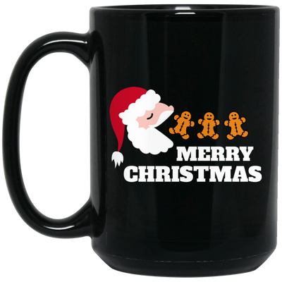 Merry Christmas, Santa Claus, Santa Pacman, Gingerbread Black Mug