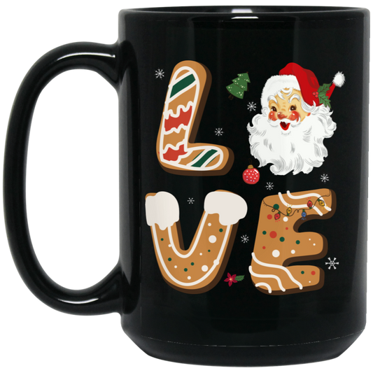 Love Christmas, Love Santa, Merry Christmas, Trendy Christmas Black Mug