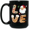 Love Christmas, Love Santa, Merry Christmas, Trendy Christmas Black Mug