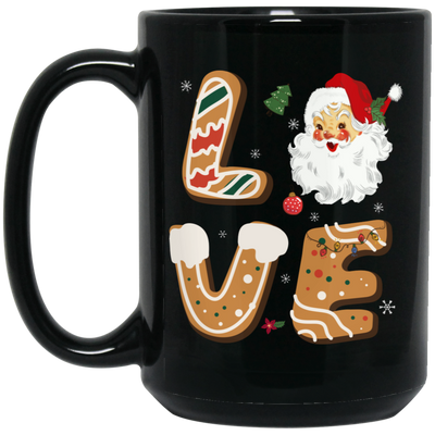 Love Christmas, Love Santa, Merry Christmas, Trendy Christmas Black Mug