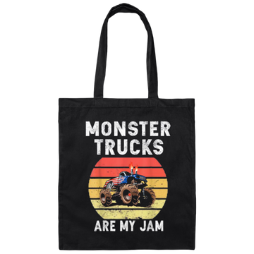 Vintage Monster Truck Are My Jam Retro Sunset Cool Canvas Tote Bag