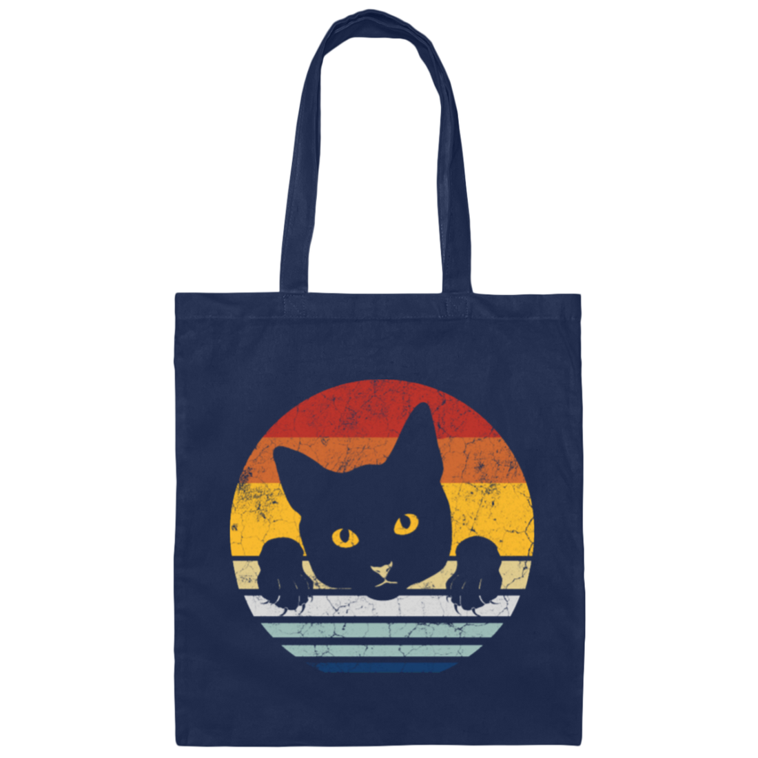 Black Cat Lover Gift, Kawaii Cat Retro Style, Best Cat Ever, Love Cat Canvas Tote Bag