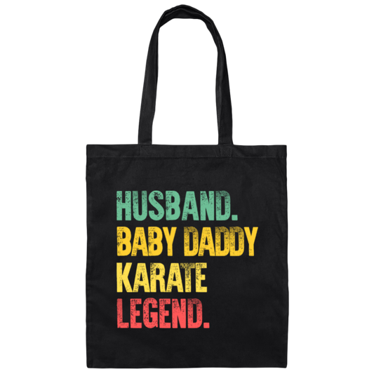 Retro Husband Baby Daddy Karate Legend Dad Canvas Tote Bag