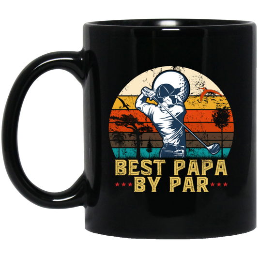 Love Golf, Best Papa By Par, Funny Golf, Retro Golf, Vintage Style Black Mug