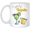 A Shot Of Tequila, Tequila Wine, Lime And Salt White Mug