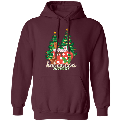 Hot Cocoa Season, Cute Cocoa Cup, Cute Mashmallow, Merry Christmas, Trendy Christmas Pullover Hoodie