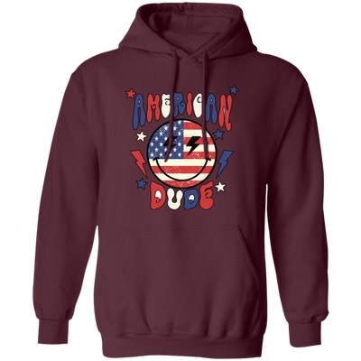 American Dude, Proud Of America, American Smile, Retro American Pullover Hoodie