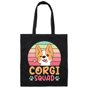 Corgi Squad, Retro Corgi, Groovy Corgi, Lovely Corgi Canvas Tote Bag