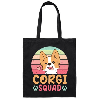Corgi Squad, Retro Corgi, Groovy Corgi, Lovely Corgi Canvas Tote Bag