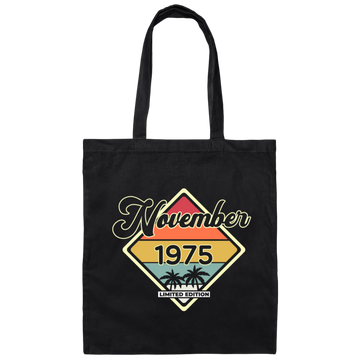 Vintage 45 Years, November 1975, 45th Birthday Gift Canvas Tote Bag