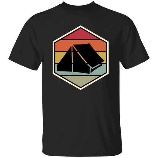 Tent Vintage, Retro Hexagon, Camping Motif With Tent Silhouette, Camp With Family Unisex T-Shirt