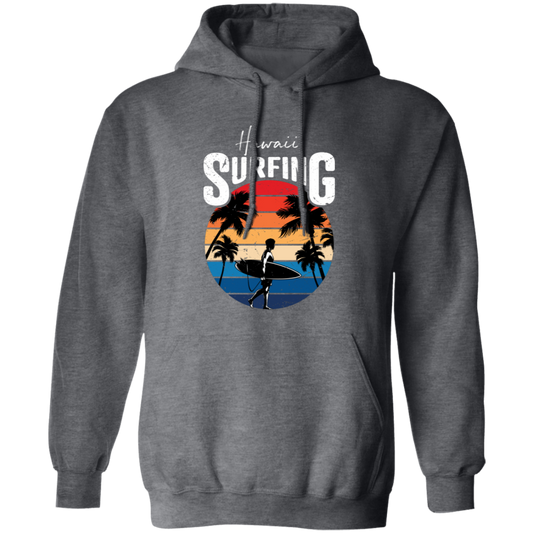 Hawaii Surfing, Retro Beach, Surfing Beach Vintage Pullover Hoodie