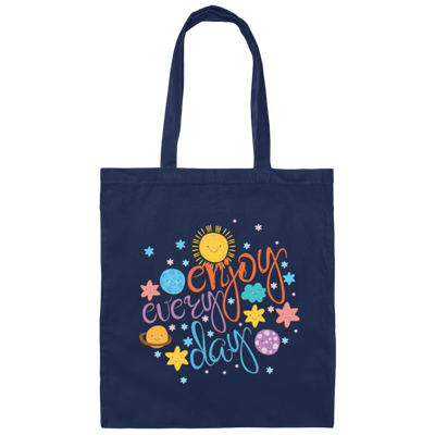Cool Colorful Motivational Quote With Space, Love Life, Enjoy Every Day Canvas Tote Bag