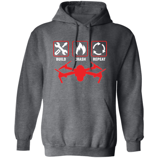 Build Crash, Repeat Drone, Love Drone, Vintage Drone, Destroy Building Pullover Hoodie