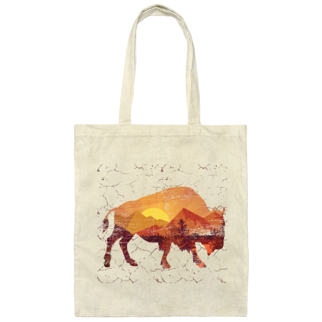 Buffalo Wild, Sunset Buffalo Color, Buffalo With Herd Canvas Tote Bag