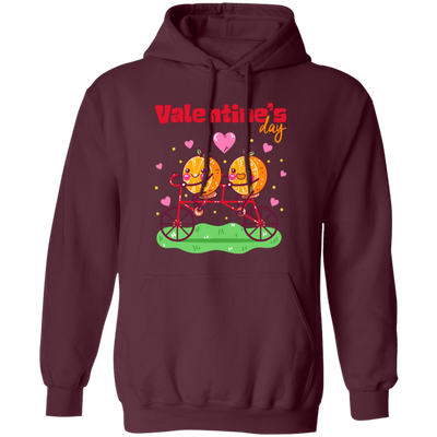 Valentine's Day, Trendy Valentine, Orange Couple, Orange Ride A Bike Pullover Hoodie