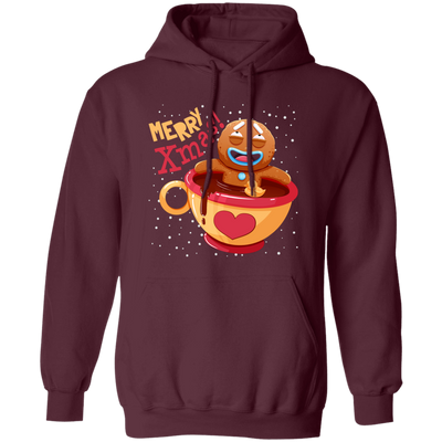 Gingerbread In Coffee Cup, Relaxing Gingerbread, Merry Christmas, Trendy Christmas Pullover Hoodie