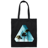 Triangle Designs With Sea And Beach, Optical Illusion Penrose Canvas Tote Bag